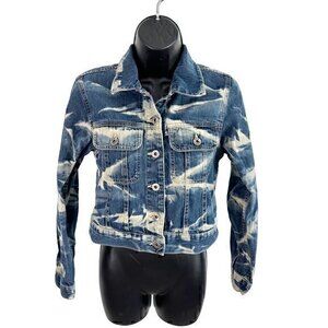Silver Jeans Button Front Acid Wash Denim Jean‎ Jacket Blue Size Extra Small